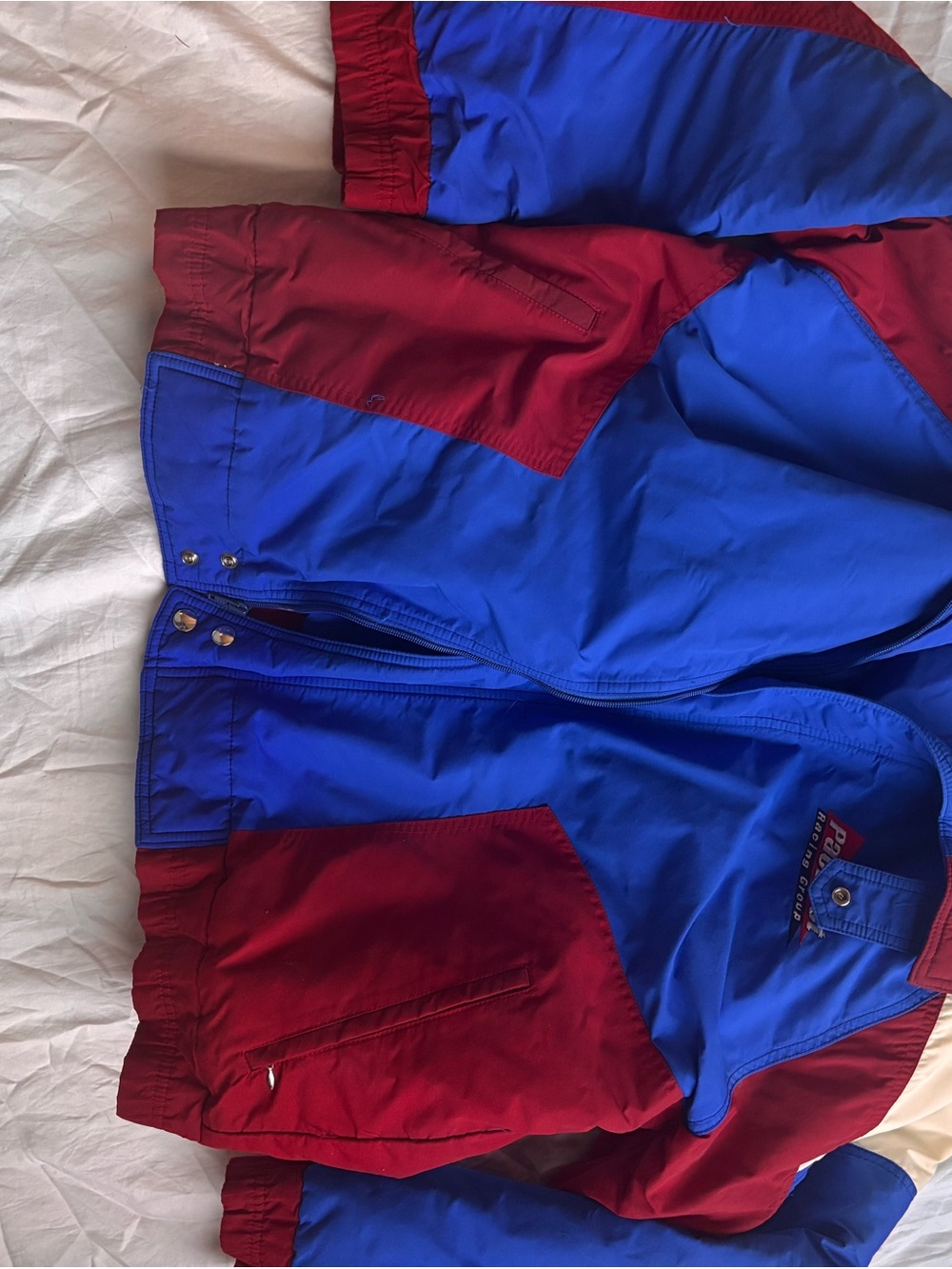 Colorblock Blue & Red Hybrid Jacket - Men’s Lightweight Coat